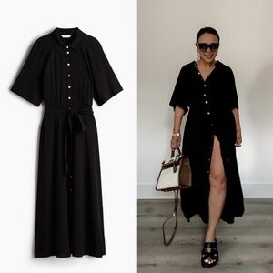 Black Tie Belt Shirt Dress (S, M, L)